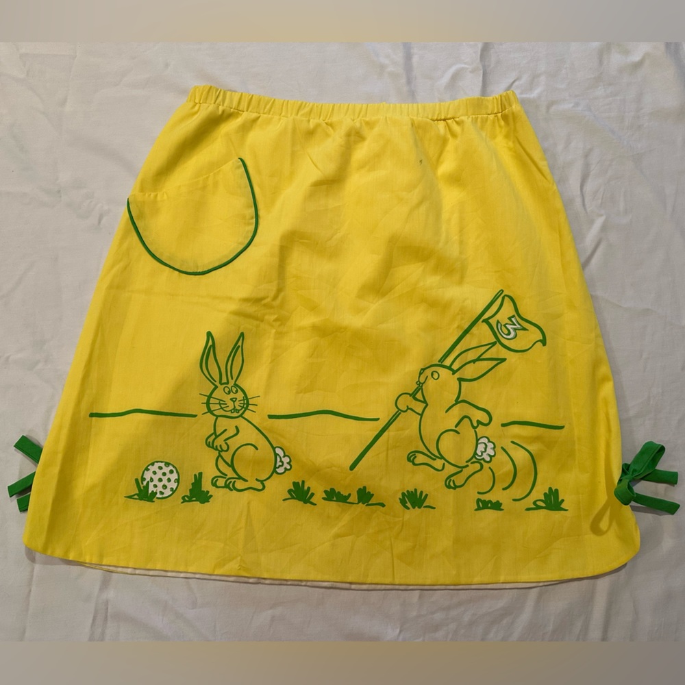 Vested Gentress Vintage Skirt Skort Yellow Bunny Rabbit Golf 14 Pocket
